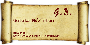 Geleta Márton névjegykártya